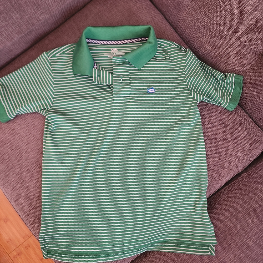 Southern Tide Boys Classic Green Striped Polo Small (6-7)